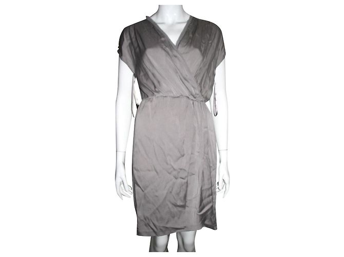 Diane Von Furstenberg Vestido de seda con efecto cruzado de DvF Mateo Gris