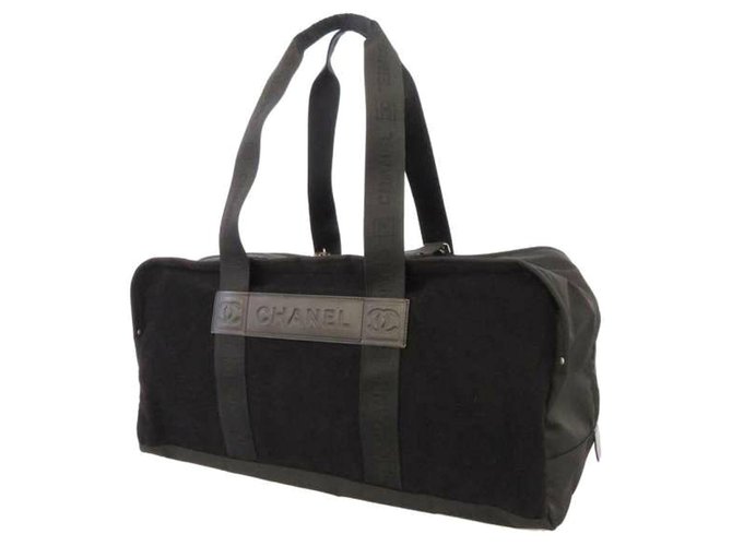 Chanel Black Sport Line Nylon Duffle Bag Cloth Cloth  ref.213652