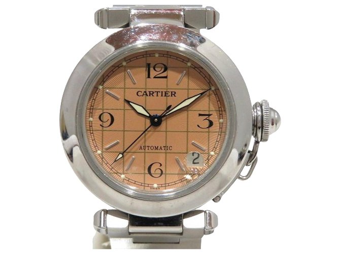 Cartier Silber Edelstahl Pasha C Automatik Braun Hellbraun Metall  ref.213655