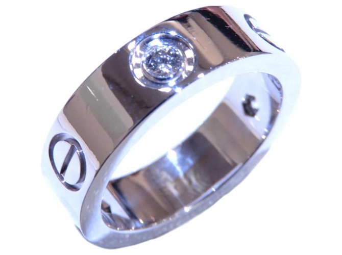 Cartier Silver Half Diamond Love Ring Silvery Metal  ref.213721