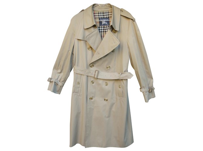 men's Burberry vintage t trench coat 48 Beige Cotton Polyester  ref.213743