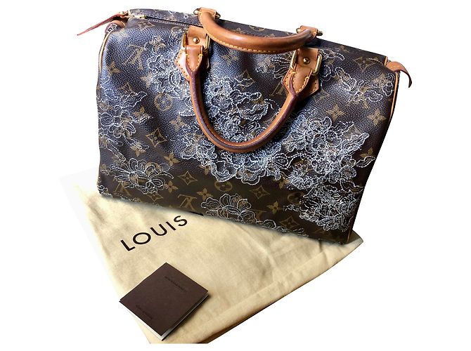 Louis Vuitton Édition spéciale Speedy Bag (Sprouse) Argenté Beige Marron foncé