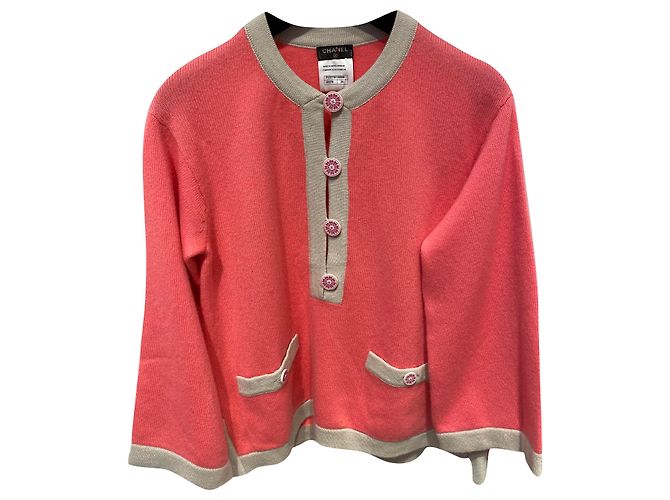 Chanel Strickwaren Pink Beige Kaschmir