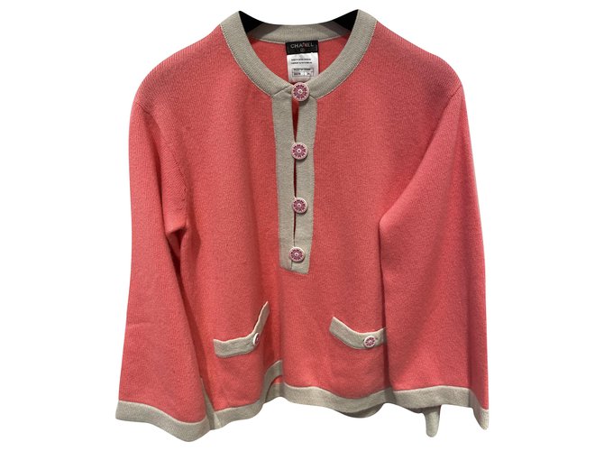 Chanel Knitwear Pink Beige Cashmere  ref.213779