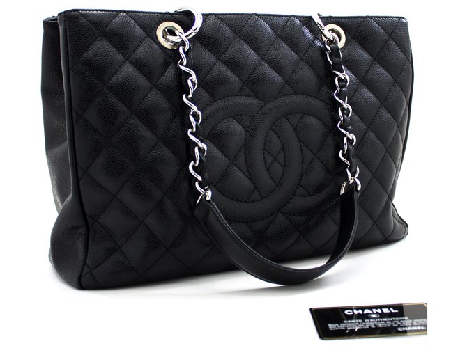 CHANEL Caviar GST 13 Grand Shopping Tote Chain Shoulder Bag Black Leather  ref.213797 - Joli Closet