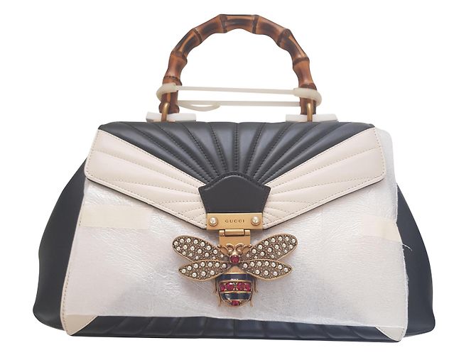 Autre Marque Borsa Gucci Margaret Queen in pelle nera e bianca Nero Bianco