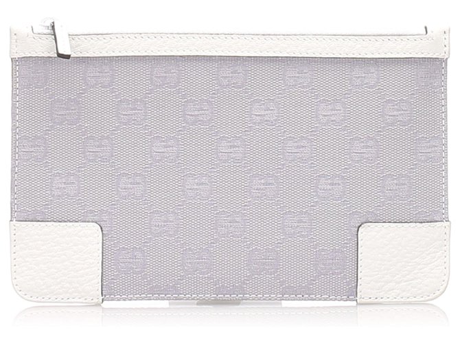 Gucci Purple GG Canvas Pouch White Lavender Leather Cloth Pony-style calfskin Cloth  ref.213896
