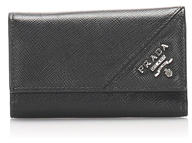 Prada Black Saffiano Key Case Leather Pony-style calfskin  ref.213919