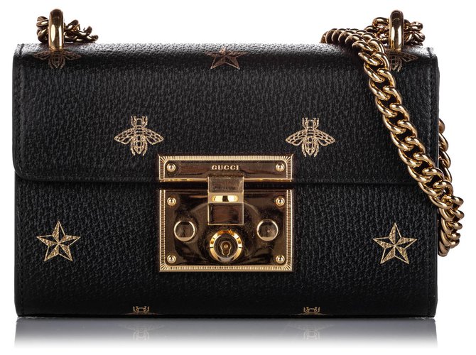 black gucci crossbody with gold chain