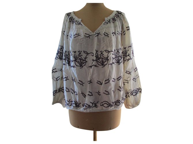Maje Embroidered blouse, size L. White Cotton  ref.214021