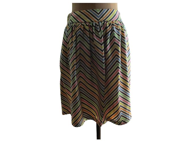 Edward Achour Gonna a pieghe in seta, taille 40. Multicolore