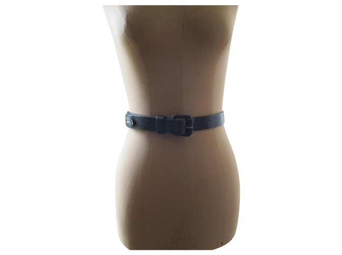 Armani Jeans Black leather belt, taille 70/85.  ref.214041