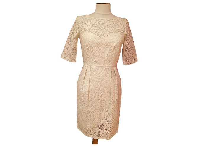 Autre Marque Vestido Héroïnes Koline Marfil Encaje Algodón Nailon Blanco roto