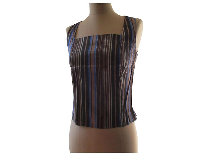 Kenzo Bustier de seda, rayado, taille 40. Multicolor