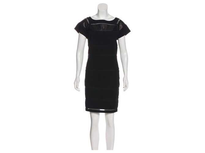 Diane Von Furstenberg DvF leather and viscose dress Novi Black  ref.214073