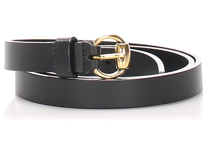Cintura in pelle nera Gucci Nero D'oro Metallo Vitello simile a un vitello  ref.214092
