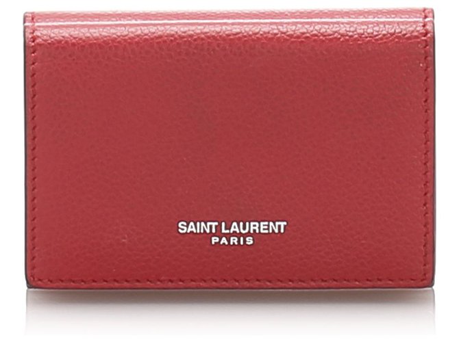 Yves Saint Laurent Carteira YSL Red Leather Small Vermelho Couro Bezerro-como bezerro  ref.214129