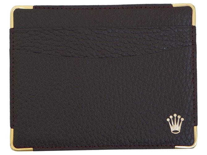 Rolex brown card holder Dark brown Leather  ref.214150