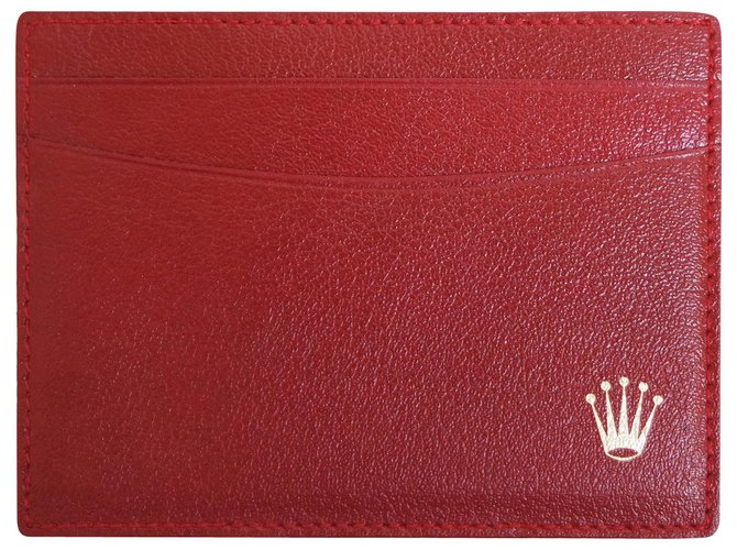 Porta-cartão vermelho Rolex Bordeaux Couro  ref.214151