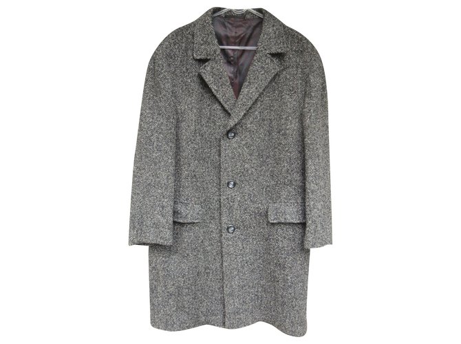 Autre Marque manteau homme vintage en tweed t L Gris  ref.214185
