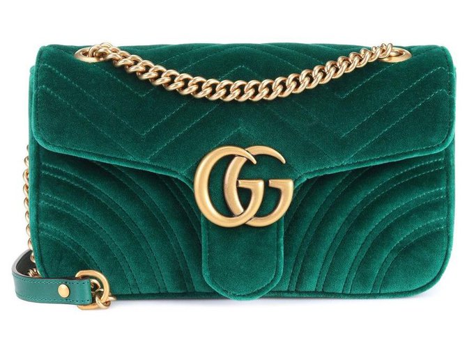 Gucci Marmont Green Velvet  ref.214209
