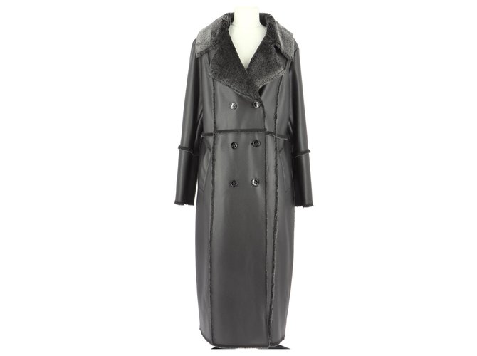 Balmain Coat Black Polyester  ref.214216