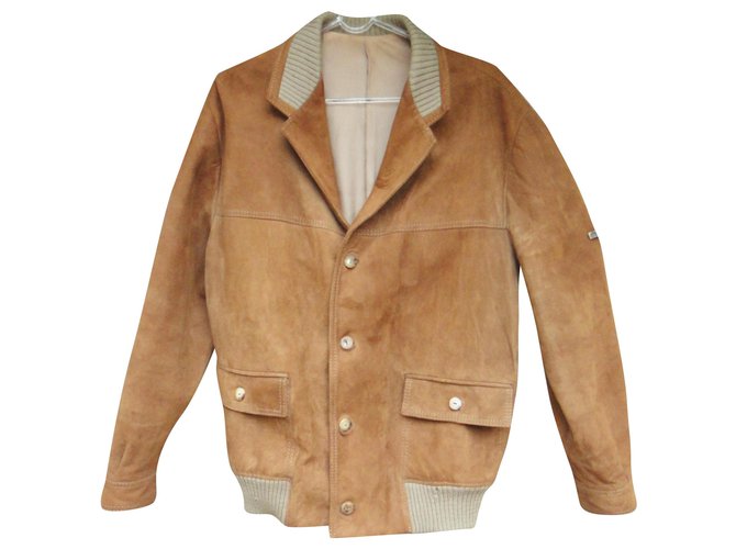 Autre Marque jaqueta de camurça vintage tamanho M Castanho claro  ref.214227