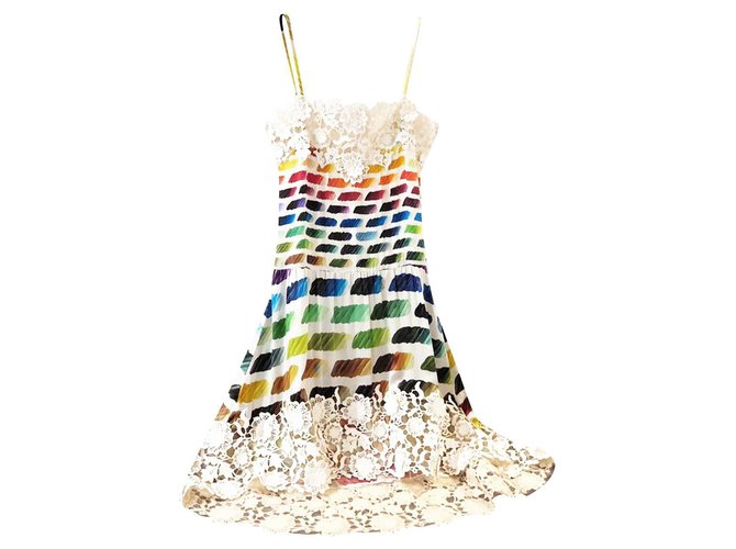 Chanel vestido colorama icônico Multicor Seda  ref.214246