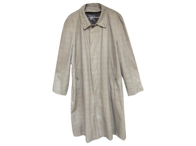 raincoat man Burberry vintage t 56 Prince of Wales Grey Cotton  ref.214248