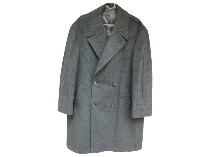Autre Marque manteau croisé vintage t L Laine Gris  ref.214305