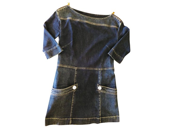 Louis Vuitton Dresses Blue Elastane Denim  ref.214309