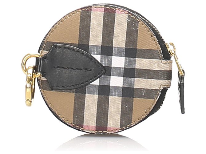 Burberry Brown House Check Canvas Coin Pouch Multiple colors Light brown Cloth Cloth  ref.214378