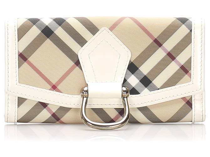 Burberry Brown Nova Check Long Wallet Multiple colors Light brown Leather Patent leather Plastic  ref.214385