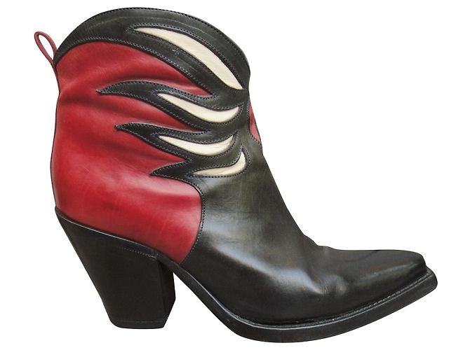 Stivali Western Sartore in pelle nero e rosso 35 IT
