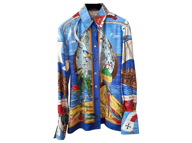 Hermès Camicia Christophe Colomb Multicolore