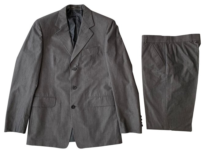 Yves Saint Laurent Terno de alfaiate de algodão cinza  ref.214713