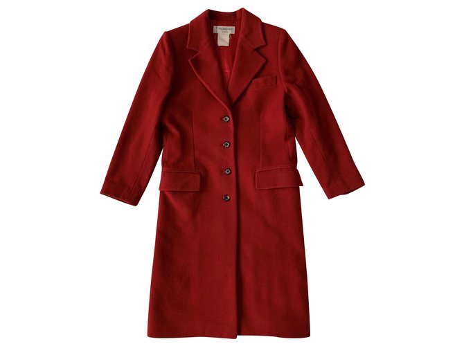 Yves Saint Laurent Vintage red cachemire coat Cashmere  ref.214731