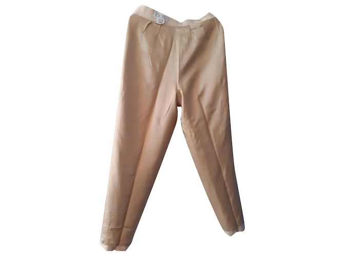 Calça Laurèl de seda e linho Areia