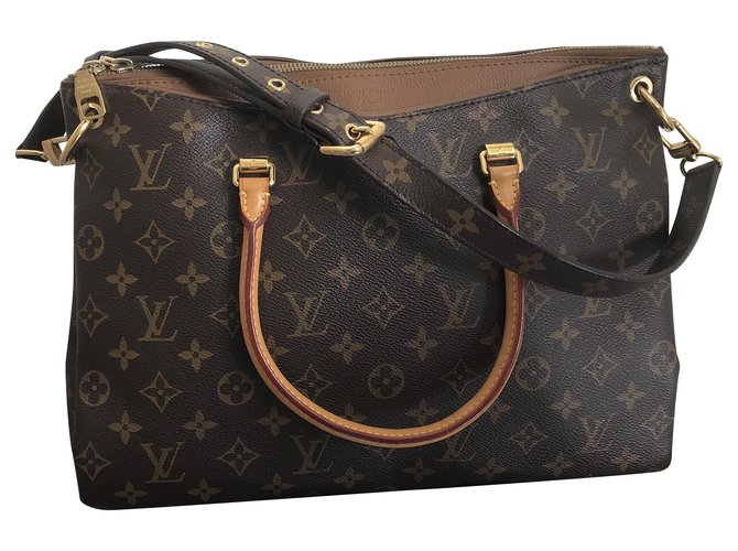 Louis Vuitton Pallas Bag Havane Camel Brown Leather Cloth  ref.214768