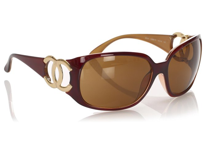 Óculos de sol Chanel Brown Tinted CC Marrom Plástico  ref.214891