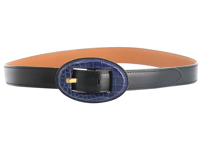 Hermès Cintura di Hermes Nero Pelle  ref.214960