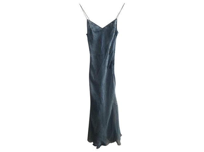 Dior Dresses Blue Silk  ref.215094