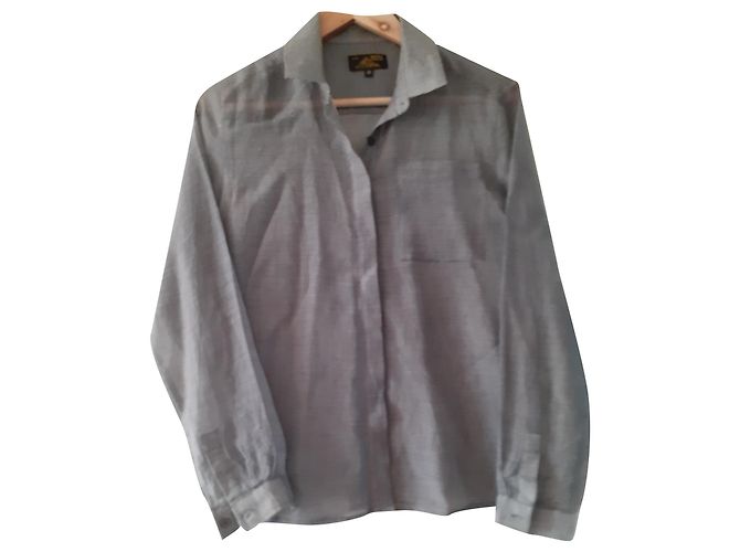 Camicia Le Mont Saint Michel in seta e cotone bianca grigia Bianco Grigio