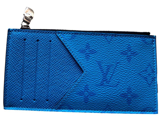 Louis Vuitton LV coin card holder new Blue Leather  ref.215196