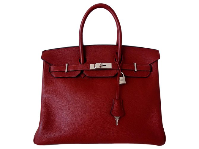 Hermès HERMES BIRKIN BAG 35 red Hermes Leather  ref.215207