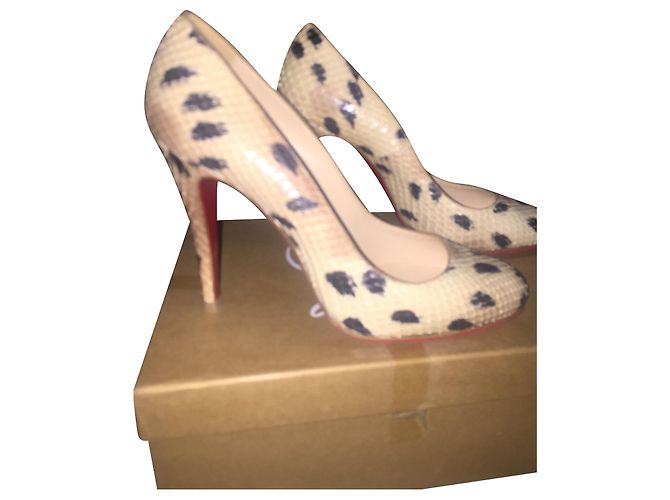Décolleté Christian Louboutin Purr Python Beige 10 cm