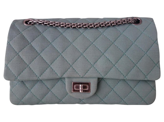 Chanel bag 2.55 water green Cloth  ref.215338