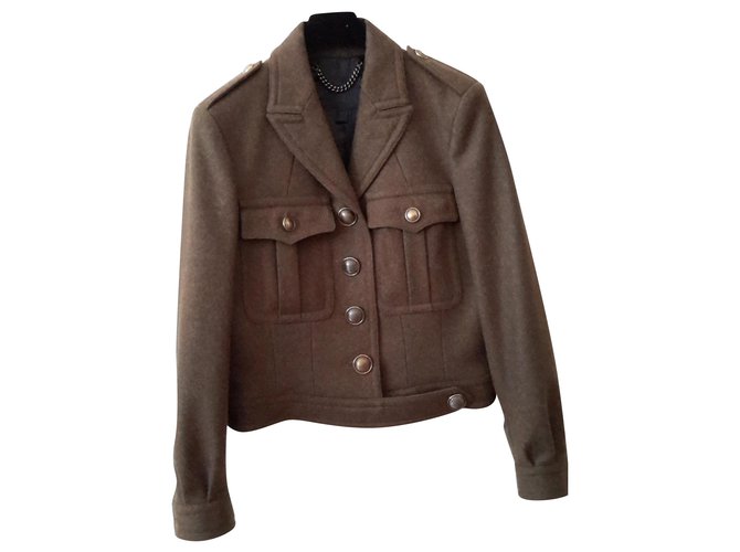 Burberry Military style jacket Khaki Wool  ref.215374