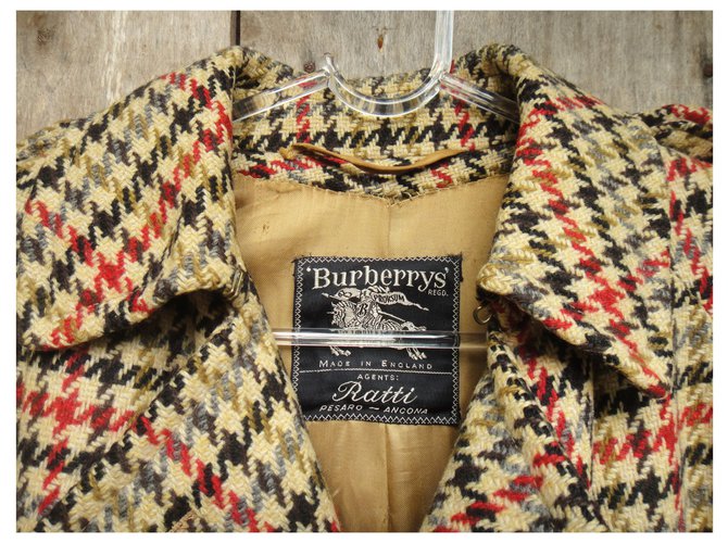 Burberry manteau femme Burbery vintage à coupe trench, t 38 Laine Multicolore  ref.215375