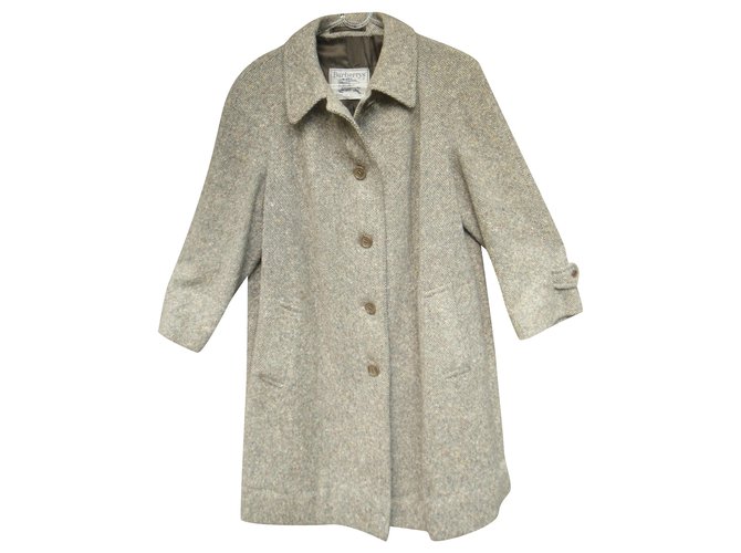 Burberry Manteaux, Vêtements d'extérieur Tweed Gris  ref.215384